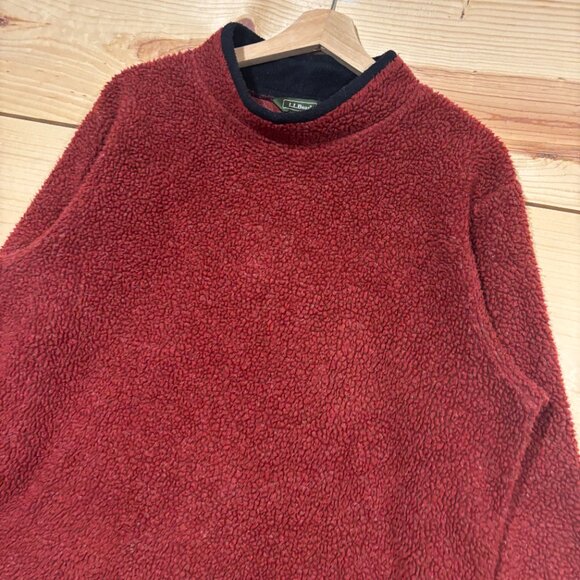 LL Bean Sherpa Fleece Sweater Womens Large Rust Red Mock Neck Pullover Outdoors - Picture 2 of 10